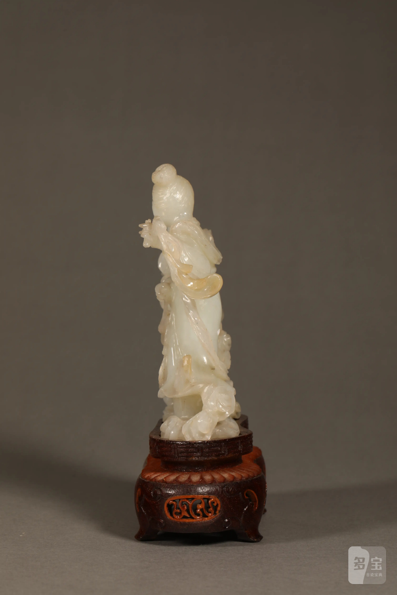 清 白玉雕嫦娥奔月摆件 - 图4